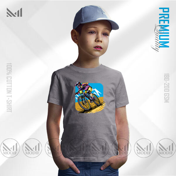 Cyclist Kids Graphic T-Shirt Made With Premium Cotton Unisex Round Neck Short Sleeve