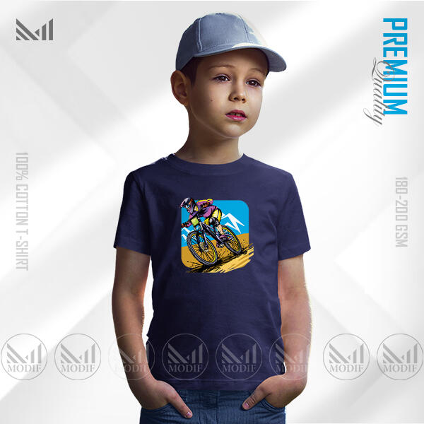 Cyclist Kids Graphic T-Shirt Made With Premium Cotton Unisex Round Neck Short Sleeve