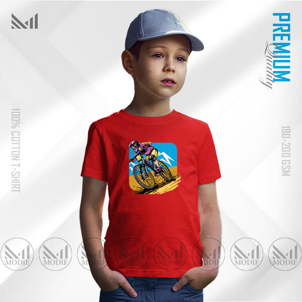 Cyclist Kids Graphic T-Shirt Made With Premium Cotton Unisex Round Neck Short Sleeve