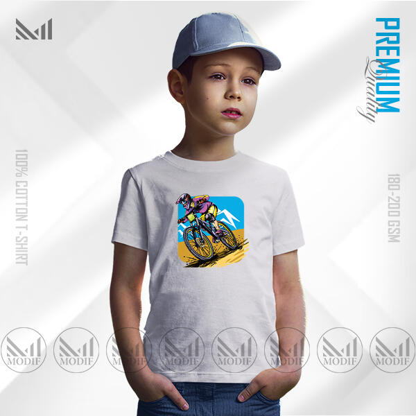 Cyclist Kids Graphic T-Shirt Made With Premium Cotton Unisex Round Neck Short Sleeve
