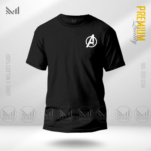 Avengers A logo t shirt premium cotton unisex round neck short sleeve