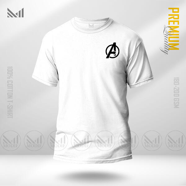 Avengers A logo t shirt premium cotton unisex round neck short sleeve