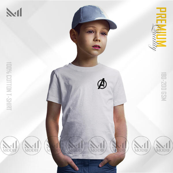 Avengers 'A' Kids T-Shirt | Classic Superhero Style | Premium Cotton, Round Neck, Short Sleeve