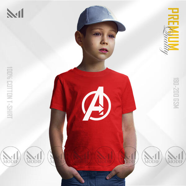 Avengers A Kids Graphic T-Shirt - Premium Cotton Unisex Round Neck Short Sleeve