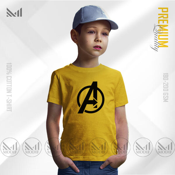 Avengers A Kids Graphic T-Shirt - Premium Cotton Unisex Round Neck Short Sleeve