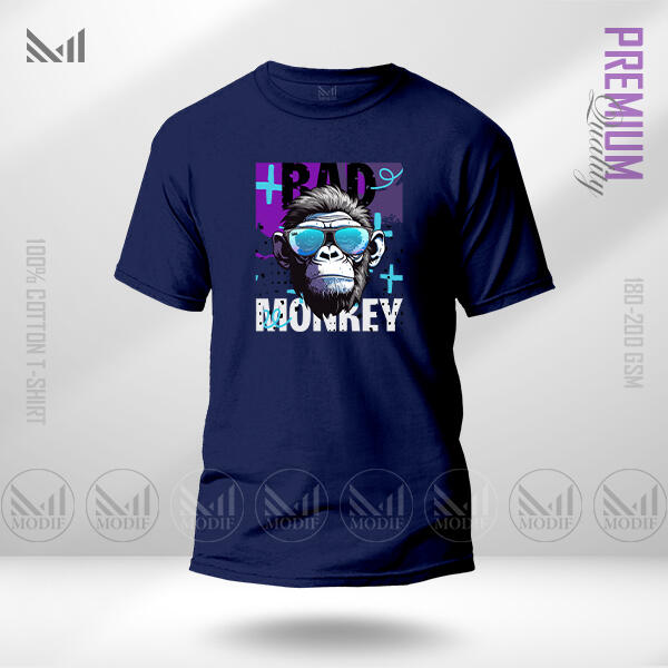 Bad Monkey Graphic  T-Shirt Made With Premium Cotton Unisex Round Neck Short Sleeve