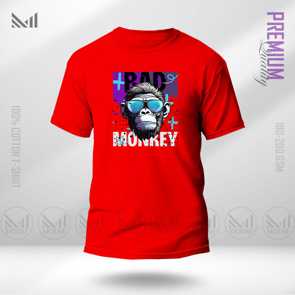 Bad Monkey Graphic  T-Shirt Made With Premium Cotton Unisex Round Neck Short Sleeve