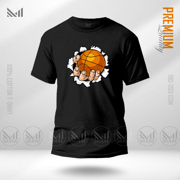 Basketball Adult Graphic T-Shirt Made With 100% Premium Cotton Unisex Round Neck Short Sleeve