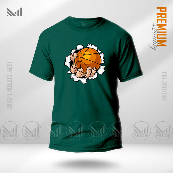 Basketball Adult Graphic T-Shirt Made With 100% Premium Cotton Unisex Round Neck Short Sleeve