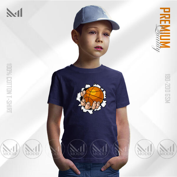 Basketball Kids Graphic T-Shirt Made With 100% Premium Cotton Unisex Round Neck Short Sleeve