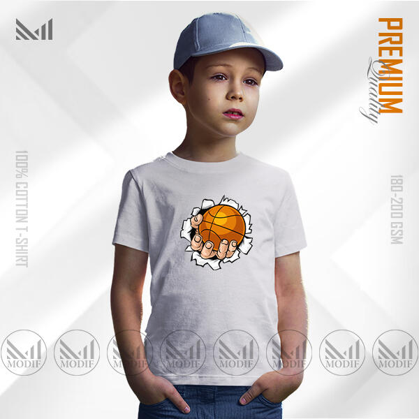 Basketball Kids Graphic T-Shirt Made With 100% Premium Cotton Unisex Round Neck Short Sleeve