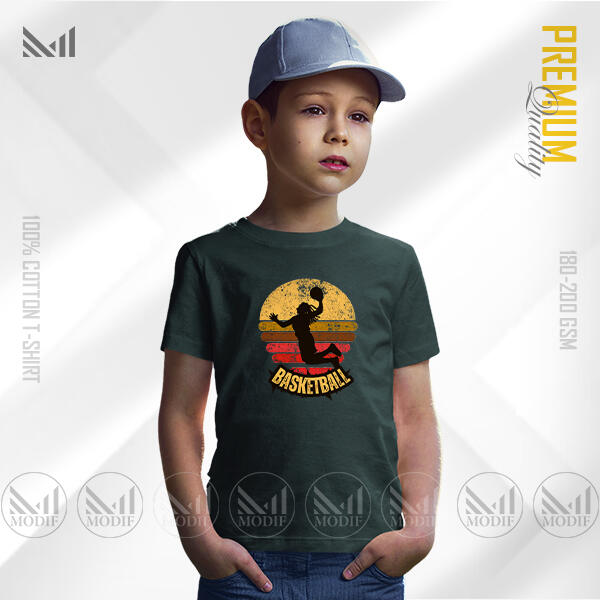 Basketball Kids Graphic T-Shirt Made With Premium Cotton Unisex Round Neck Short Sleeve