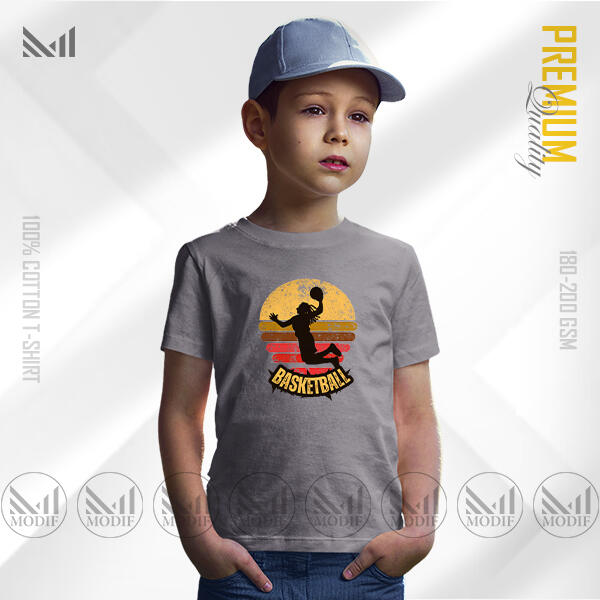 Basketball Kids Graphic T-Shirt Made With Premium Cotton Unisex Round Neck Short Sleeve