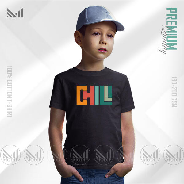 Chill Kids Graphic T-Shirt Made With Premium Cotton Unisex Round Neck Short Sleeve