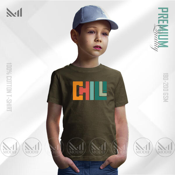 Chill Kids Graphic T-Shirt Made With Premium Cotton Unisex Round Neck Short Sleeve