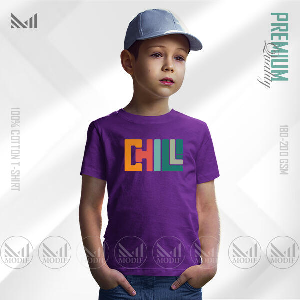 Chill Kids Graphic T-Shirt Made With Premium Cotton Unisex Round Neck Short Sleeve