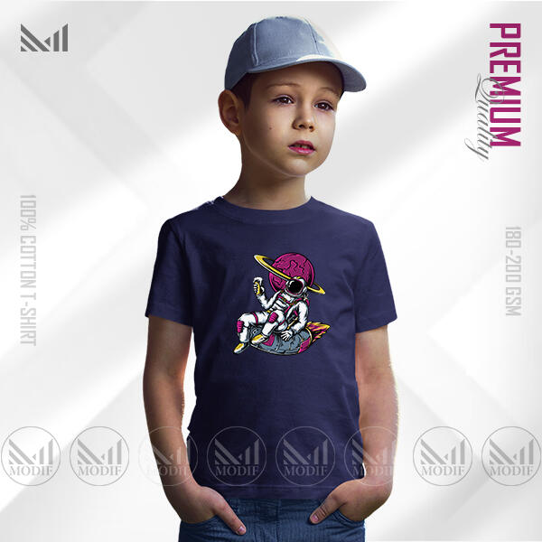 Cool Astronaut Kids Graphic T-Shirt Made With Premium Cotton Unisex Round Neck Short Sleeve