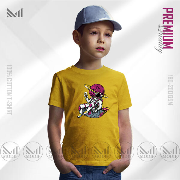 Cool Astronaut Kids Graphic T-Shirt Made With Premium Cotton Unisex Round Neck Short Sleeve