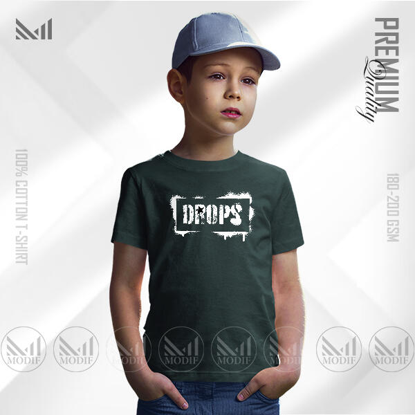 DROPS Kids Graphic T-Shirt - Premium Cotton, Unisex, Round Neck Short Sleeve Comfortable & Stylish