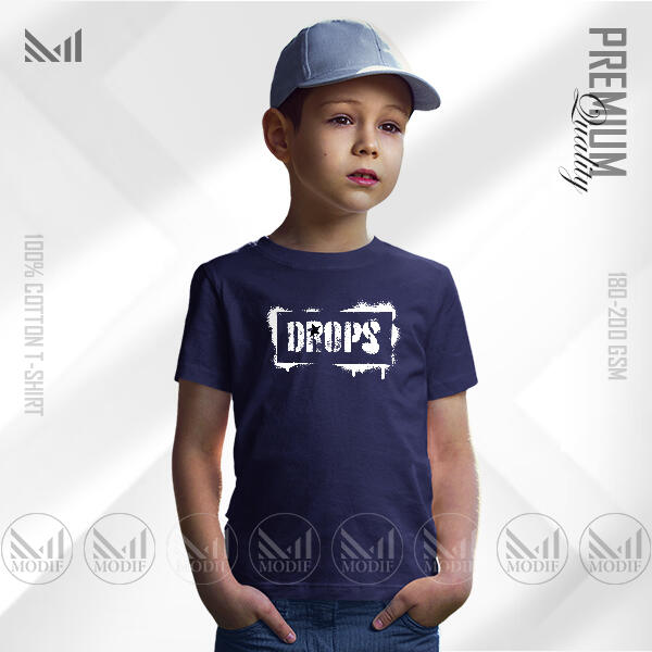 DROPS Kids Graphic T-Shirt - Premium Cotton, Unisex, Round Neck Short Sleeve Comfortable & Stylish