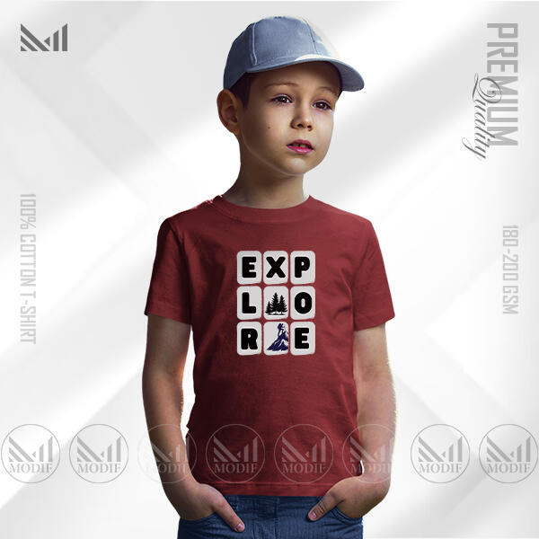 Explore Kids Graphic Maroon