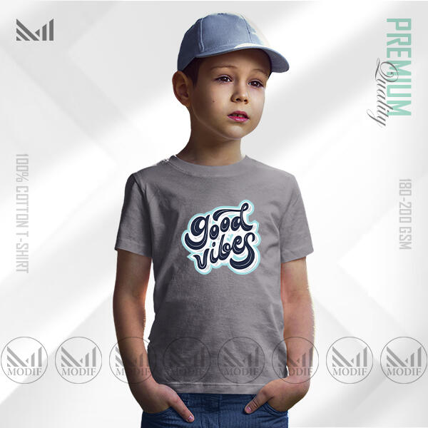 Good Vibes Kids Graphic T-Shirt Made With Premium Cotton Unisex Round Neck Short Sleeve