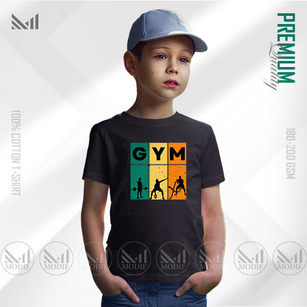 Gym Sports Kids Graphic  T-Shirt Made With Premium Cotton Unisex Round Neck Short Sleeve