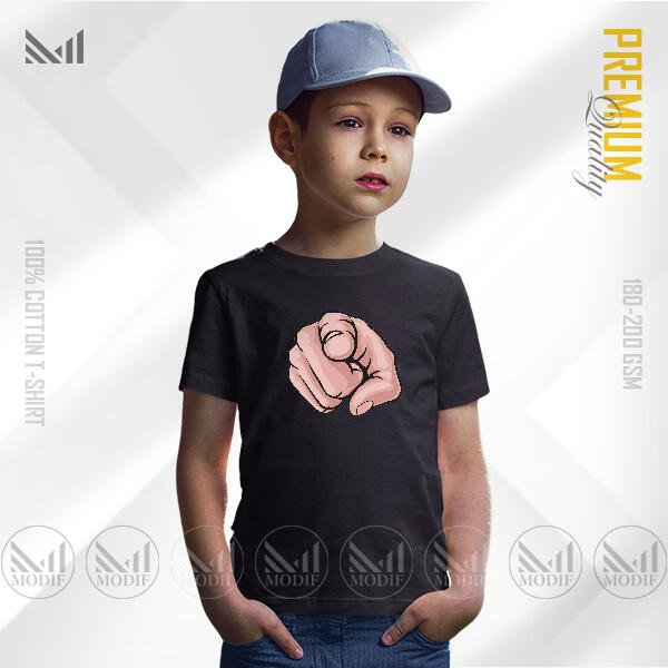 Hand Pointing Kids Graphic T-Shirt Made With Premium Cotton Unisex Round Neck Short Sleeve