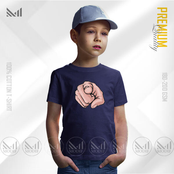 Hand Pointing Kids Graphic T-Shirt Made With Premium Cotton Unisex Round Neck Short Sleeve