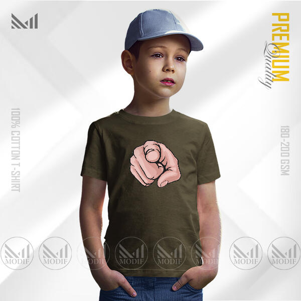 Hand Pointing Kids Graphic T-Shirt Made With Premium Cotton Unisex Round Neck Short Sleeve