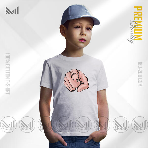 Hand Pointing Kids Graphic T-Shirt Made With Premium Cotton Unisex Round Neck Short Sleeve