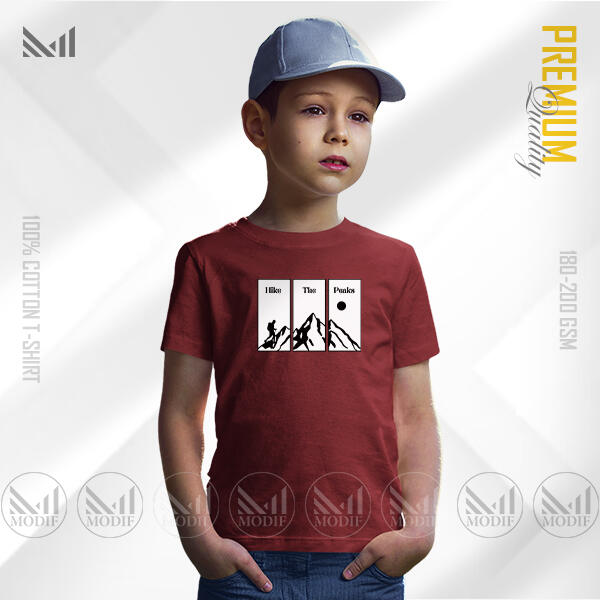 Hike the Peak Kids Graphic  T-Shirt Made With Premium Cotton Unisex Round Neck Short Sleeve