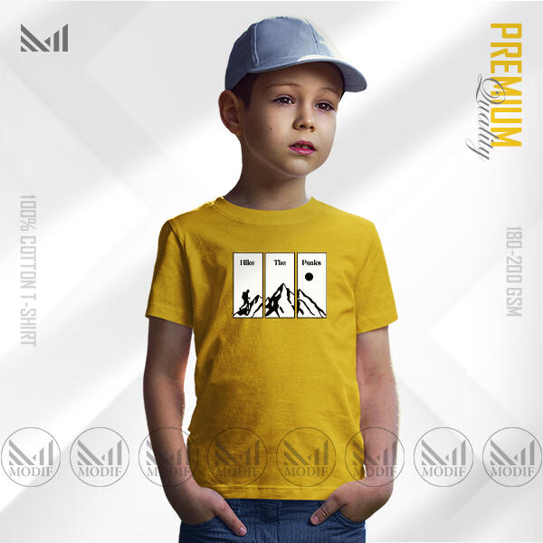 Hike the Peak Kids Graphic  T-Shirt Made With Premium Cotton Unisex Round Neck Short Sleeve