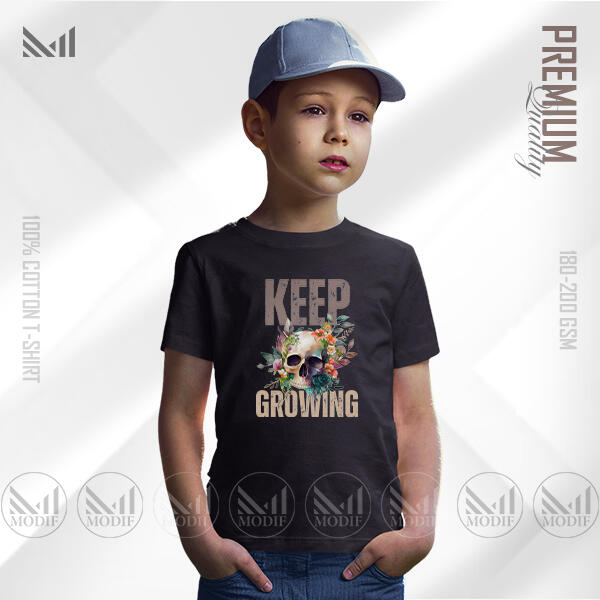 Keep Growing Kids Graphic T-Shirt Made With Premium Cotton Unisex Round Neck Short Sleeve