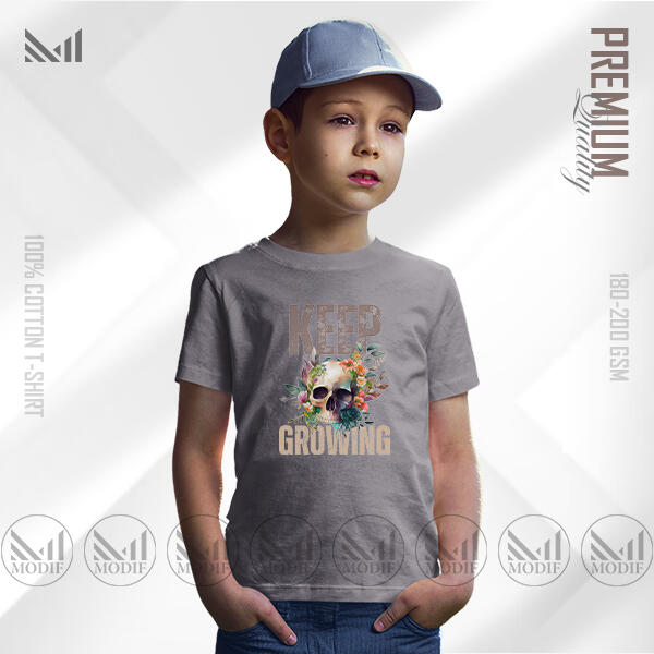 Keep Growing Kids Graphic T-Shirt Made With Premium Cotton Unisex Round Neck Short Sleeve