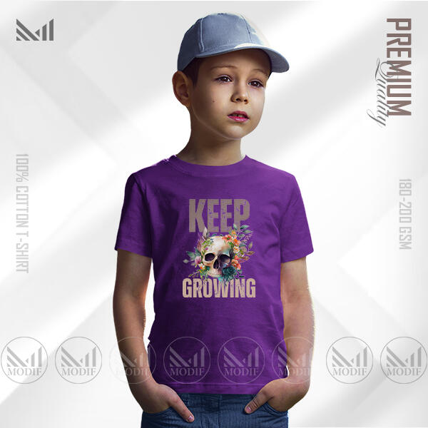 Keep Growing Kids Graphic T-Shirt Made With Premium Cotton Unisex Round Neck Short Sleeve