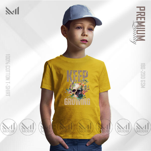 Keep Growing Kids Graphic T-Shirt Made With Premium Cotton Unisex Round Neck Short Sleeve