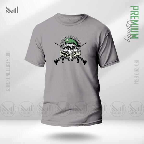 Military Style Graphic T-Shirt Made With Premium Cotton Unisex Round Neck Short Sleeve