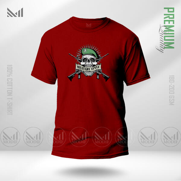 Military Style Graphic T-Shirt Made With Premium Cotton Unisex Round Neck Short Sleeve