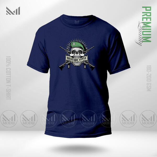 Military Style Graphic T-Shirt Made With Premium Cotton Unisex Round Neck Short Sleeve