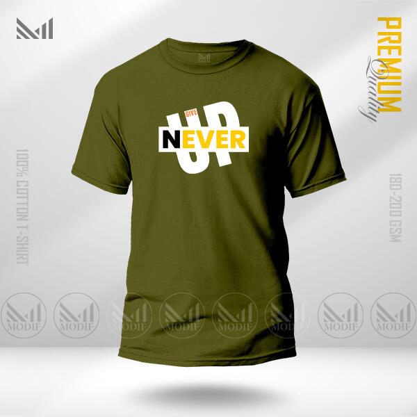 Never Give Up Graphic T-Shirt Made With Premium Cotton Unisex Round Neck Short Sleeve