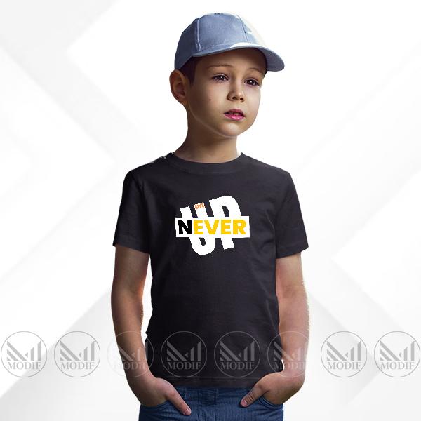 Never Give Up Kids Graphic T-Shirt Made With Premium Cotton Unisex Round Neck Short Sleeve