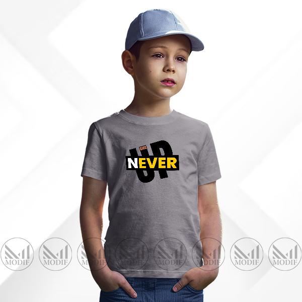 Never Give Up Kids Graphic T-Shirt Made With Premium Cotton Unisex Round Neck Short Sleeve