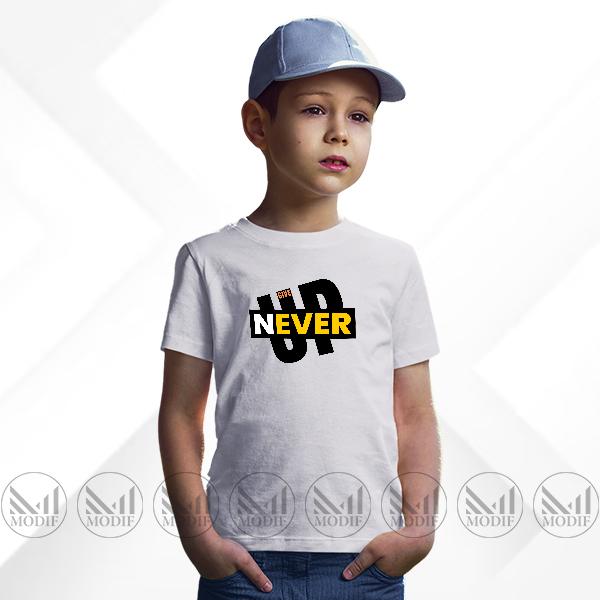 Never Give Up Kids Graphic T-Shirt Made With Premium Cotton Unisex Round Neck Short Sleeve