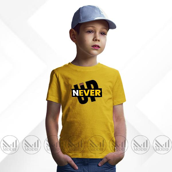 Never Give Up Kids Graphic T-Shirt Made With Premium Cotton Unisex Round Neck Short Sleeve