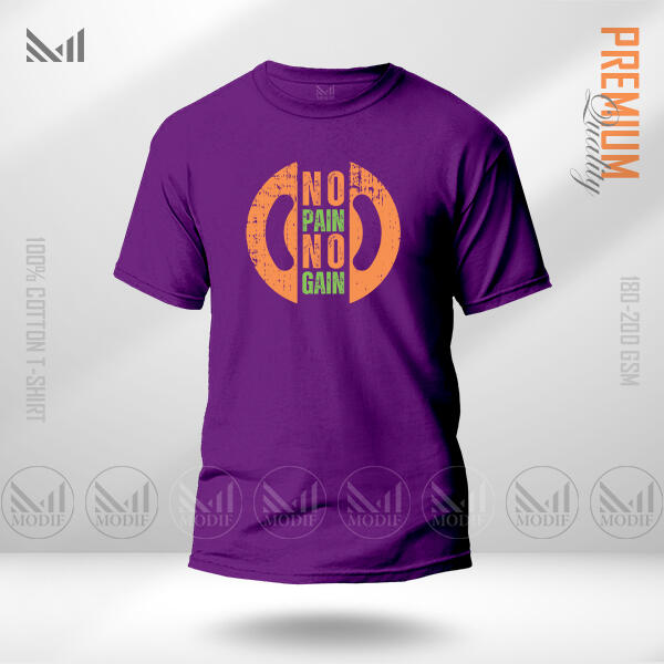 No Pain No Gain Graphic T-Shirt Made With Premium Cotton Unisex Round Neck Short Sleeve