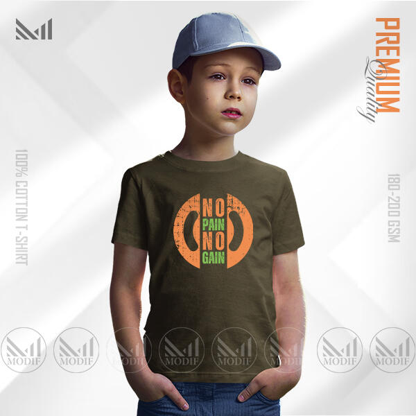 No Pain No Gain Kids Graphic T-Shirt Made With Premium Cotton Unisex Round Neck Short Sleeve