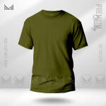 Olive Plain T-shirt unisex round neck short sleeve