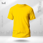 Yellow Plain T-shirt unisex round neck short sleeve