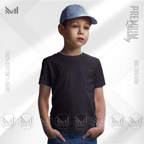 Black Kids Plain T-Shirt Premium Cotton Unisex Round Neck Short Sleeve For Boys